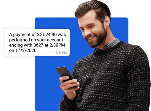 Happy customer gets a payment update via chat message