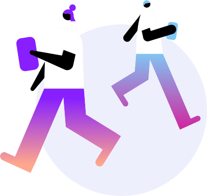Vonage does that Illustration of stylized people walking with mobile devices