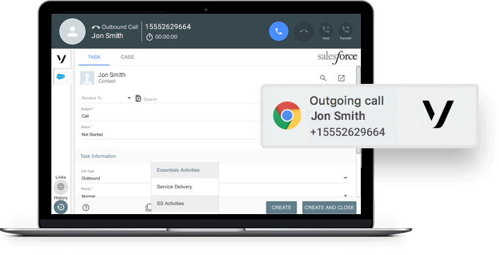 Salesforce integration Laptop with Salesforce integration in a browser